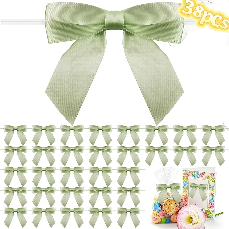 TEMU 38 nœuds en ruban de satin avec attaches torsadées - 2,7 X 2,7 pouces, nœuds de cadeaux prédénoués pour sacs de bonbons, artisanat, emballage
