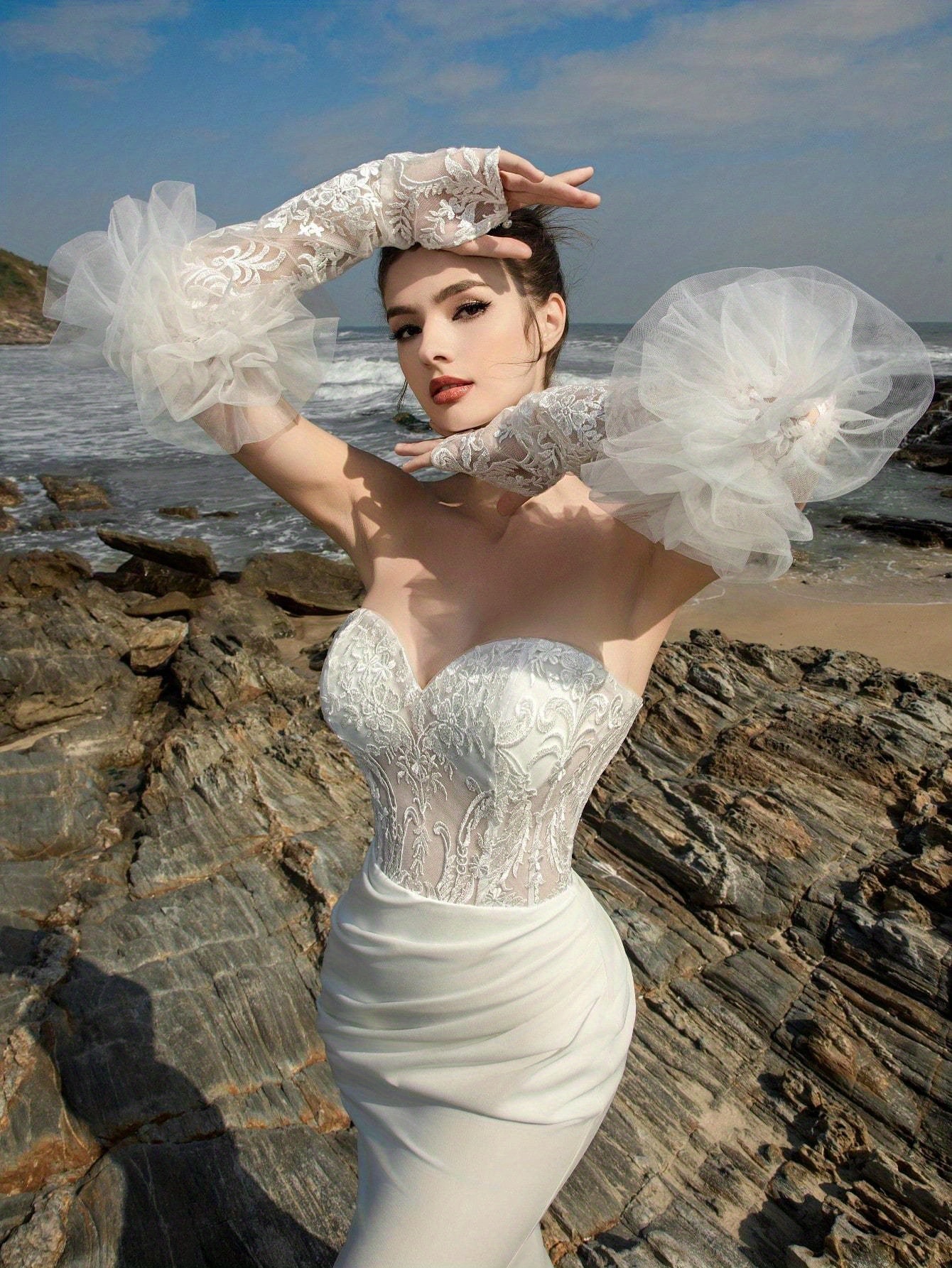 fashionable elegant goddess style bridal vintage sweetheart - Temu Mauritius