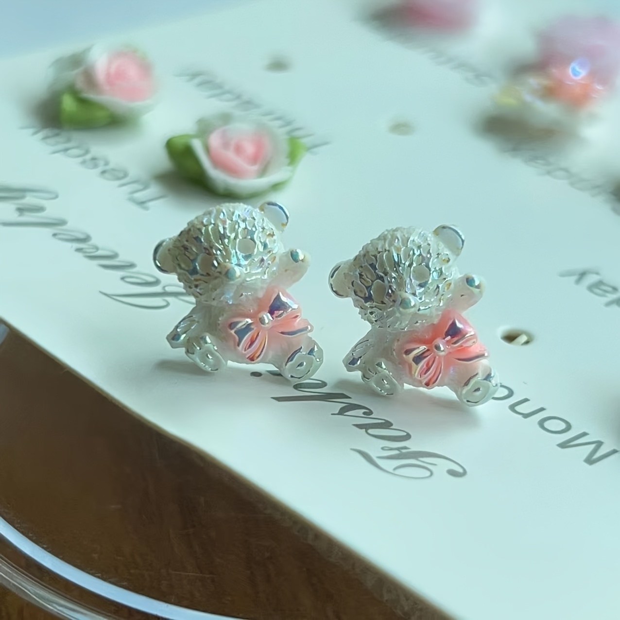 Floral Resin Earrings Gift Set with Plastic Posts