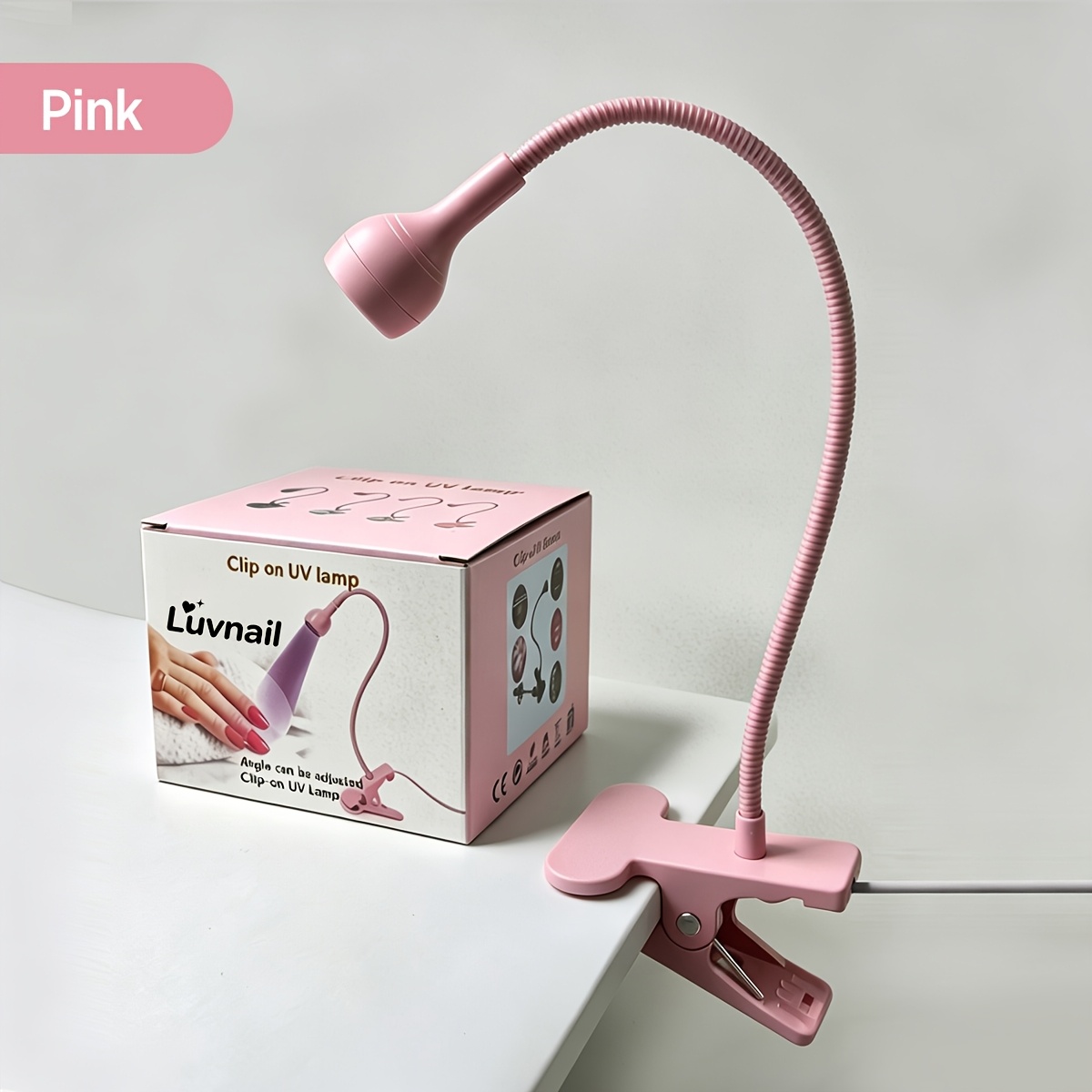 TEMU Lámpara de uñas con pinza de mesa, lámpara profesional de cuello de flexible 360°, herramienta portátil con alimentación USB para técnicos de