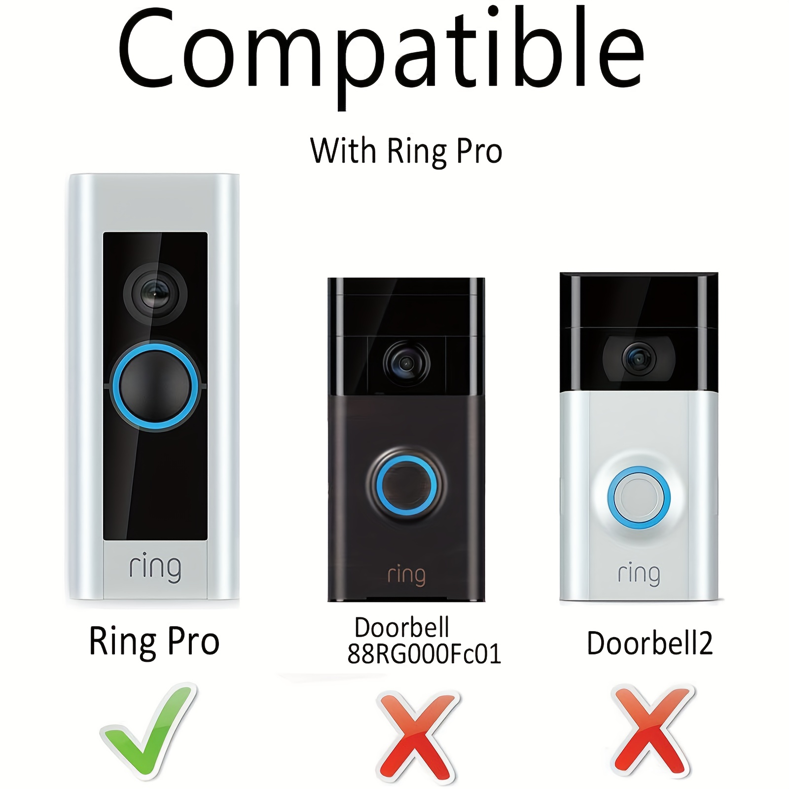 Ring Doorbell Mount Bracket with Adjustable Angle, 20/30/40/50 Degree Wedge Kit
