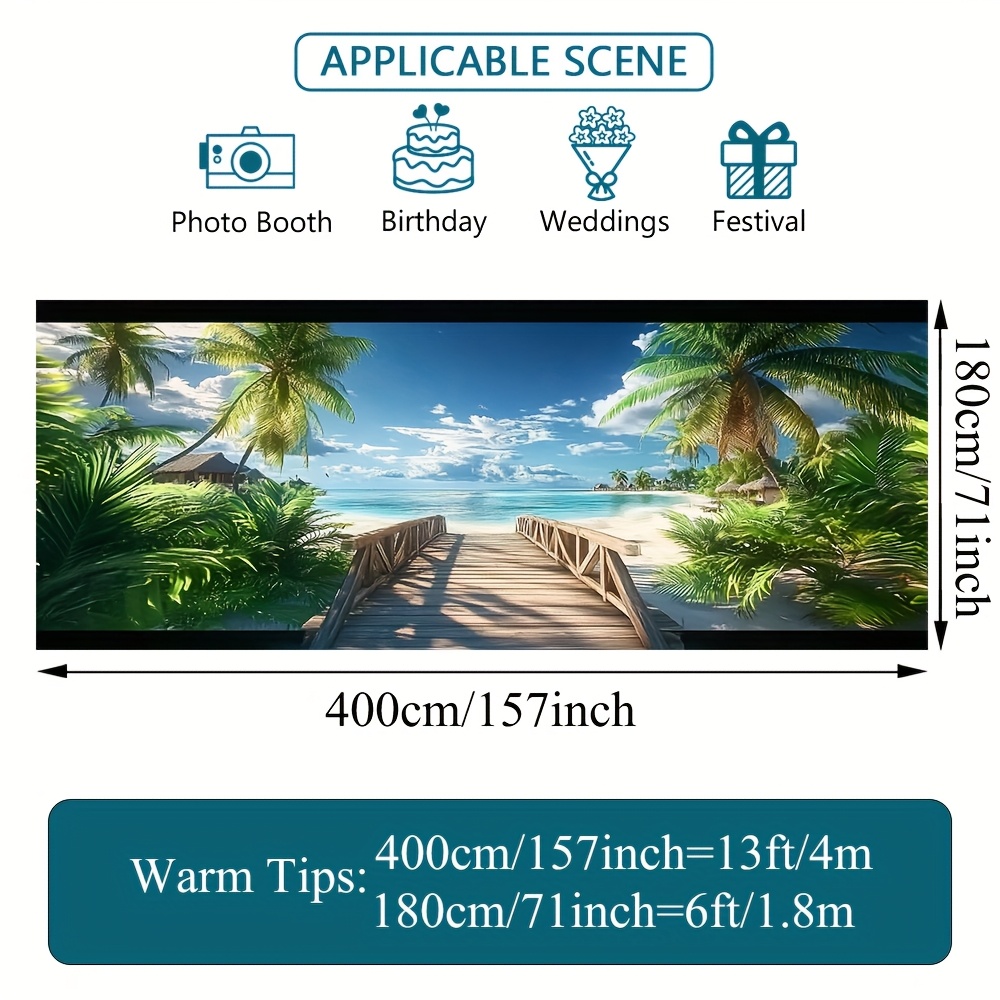 TEMU 2d Door Banner, 1pc 2d Flat Printing Tropical Beach And Palm Tree Unique Garage Door Banner High Quality Fabric, Easy To Hang, Ideal For Themed