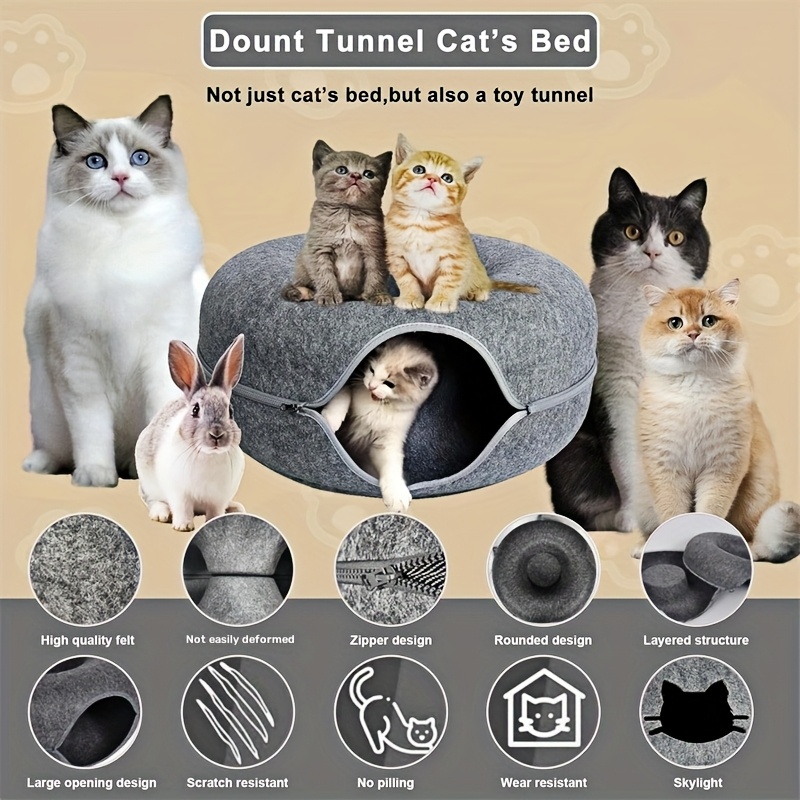 BANBERS Cat Tunnel Bed, Cat Tunnel, Indoor Cat Hiding Place, Donut Cat Bed, All-season Cat Bed And Cat Hole (dark Gray, Light Gray, 20 Inches, 24 Inches)