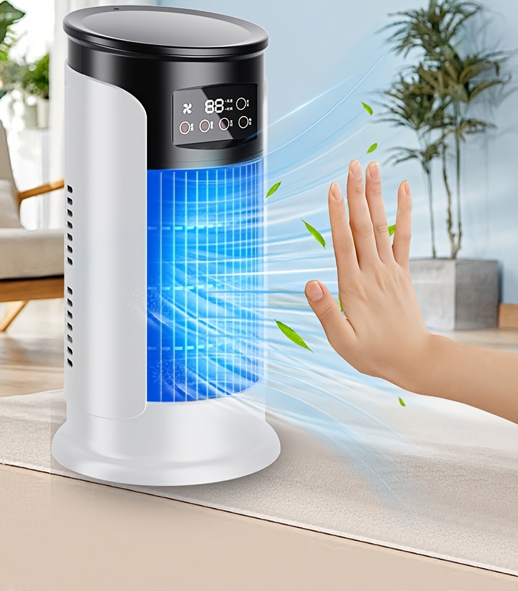 Portable 3-in-1 Water-cooled Air Conditioner with Two Ice Packs, Equipped with a Humidifier, Featuring Dazzling LED Lights and a Fan. Built-in USB Cooling Unit with a 450ml Large-capacity Water Tank, Supports 6-speed Wind Adjustment, and Adjustable