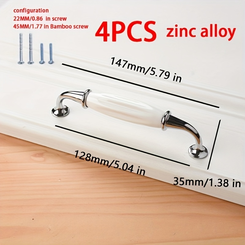 TEMU A Stunning Set Of 4 Silvery And White Cabinet Doors Featuring Alloy Handles, Drawers, And Modern Wardrobe Designs American And European Styles,