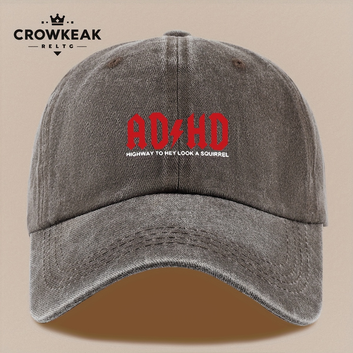 Unisex Vintage "ADHD" Printed Baseball Cap, Adjustable Trucker Hat