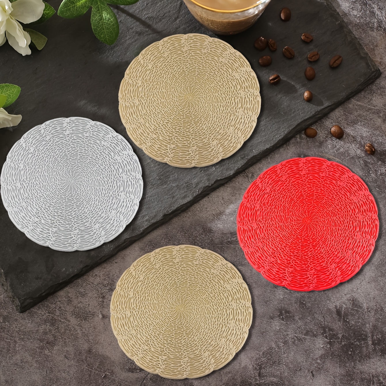 

6pcs, Hourglass Coaster Heat Insulation Mat, Suitable For Home Dining Table Decoration Coaster, Wedding Party Decoration Cup Tray