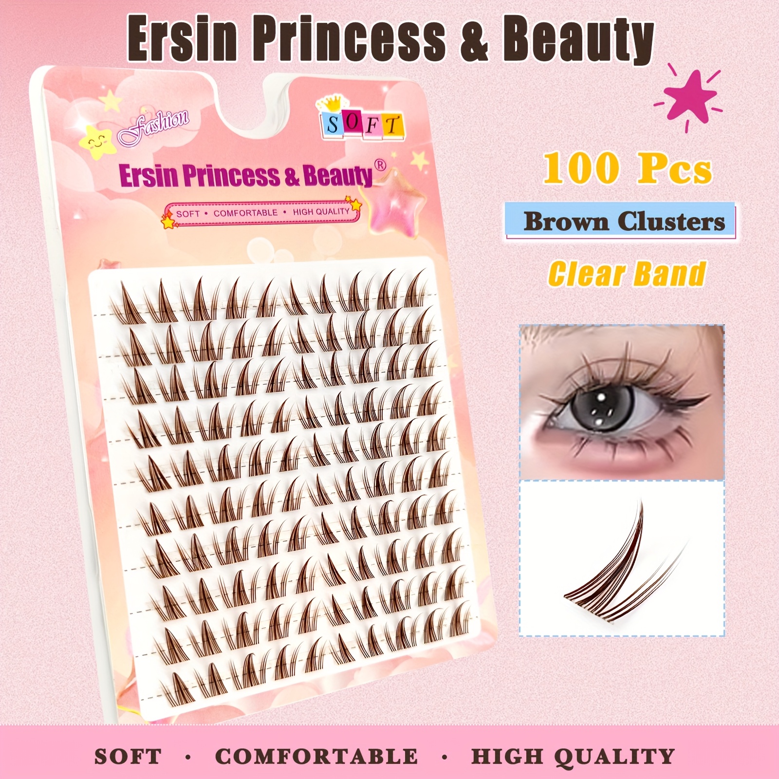 100 Lashes Brown Transparent Prime Diy Anime False Eyelash Extensions - , / , Self-application Lashes Suitable For Cosplay, Daily Wear, Beginners & Pros