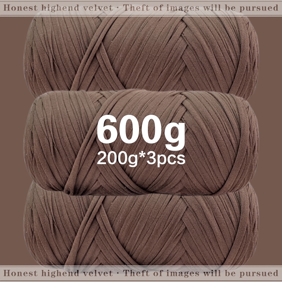 TEMU 3pcs Upgraded Thickened Elastic T-shirt Yarn - [. 600g/21.16oz/3pcs Per Pack], Chunky Hand Knitting Yarn, Vibrant Colors, Soft And Elastic,
