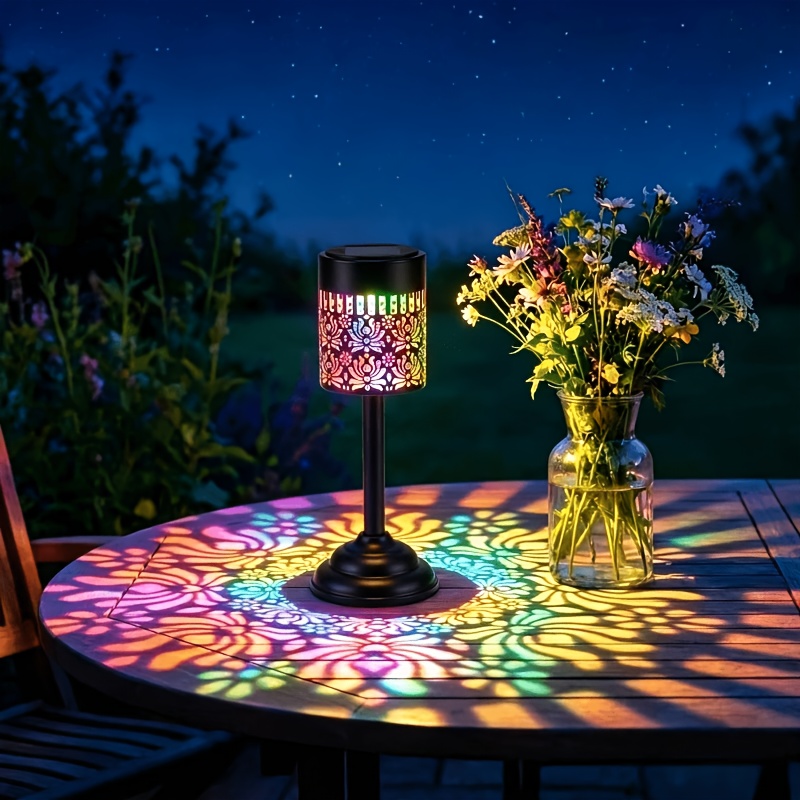 TEMU Solar-powered Outdoor Garden Lights, Peony-patterned Decorative Lights, Tabletop Installation, Essential For Holiday Decorations, Christmas,