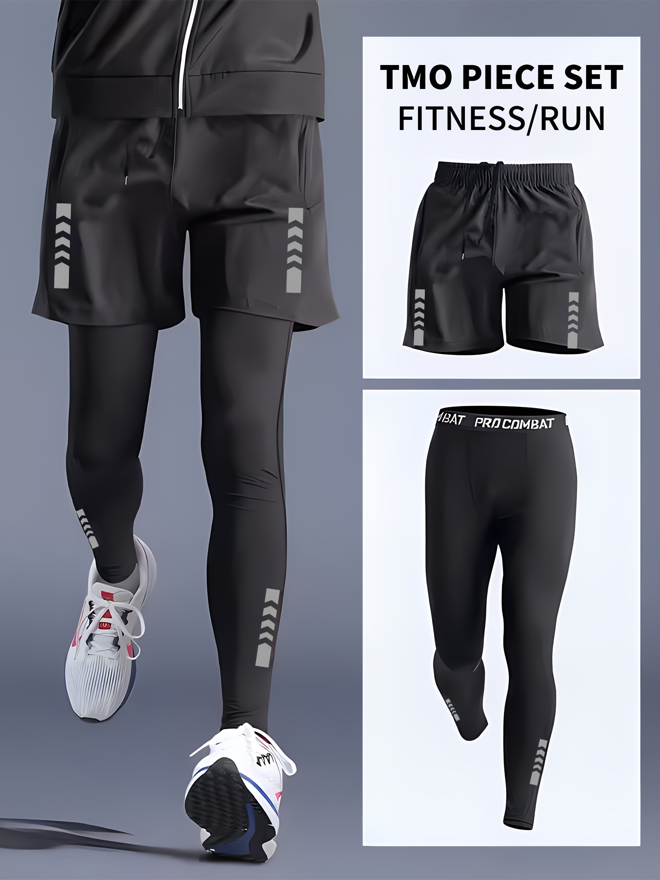 Conjunto deportivo de 5 piezas para hombre, ropa de entrenamiento,  pantalones de compresión, camisa superior, chaqueta atlética,  entrenamiento