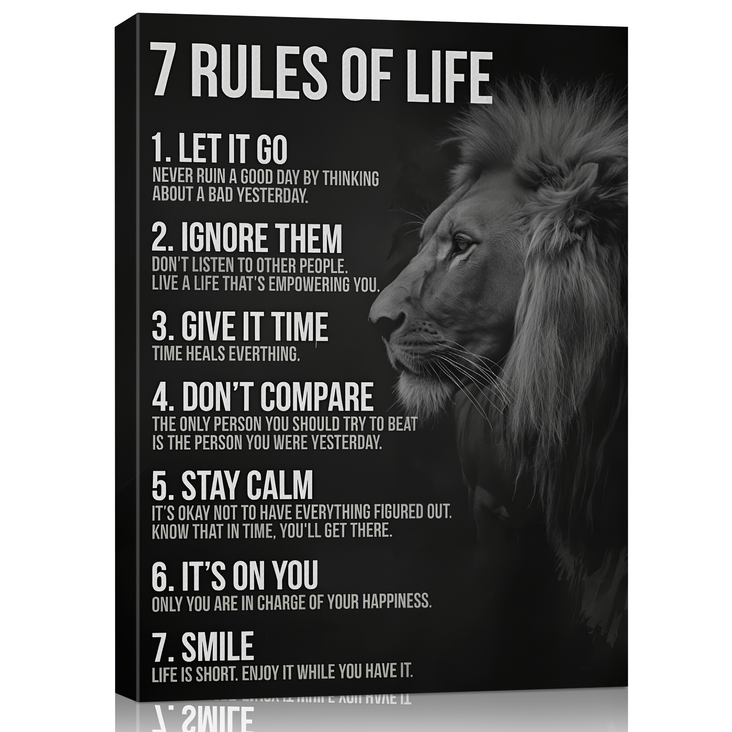 

7 Rules Of Life Canvas Wall Art - Inspirational Posters For Classroom, Bedroom, Or Home Office - Motivational Quotes And Positive Affirmations, High School And Boys' Rooms