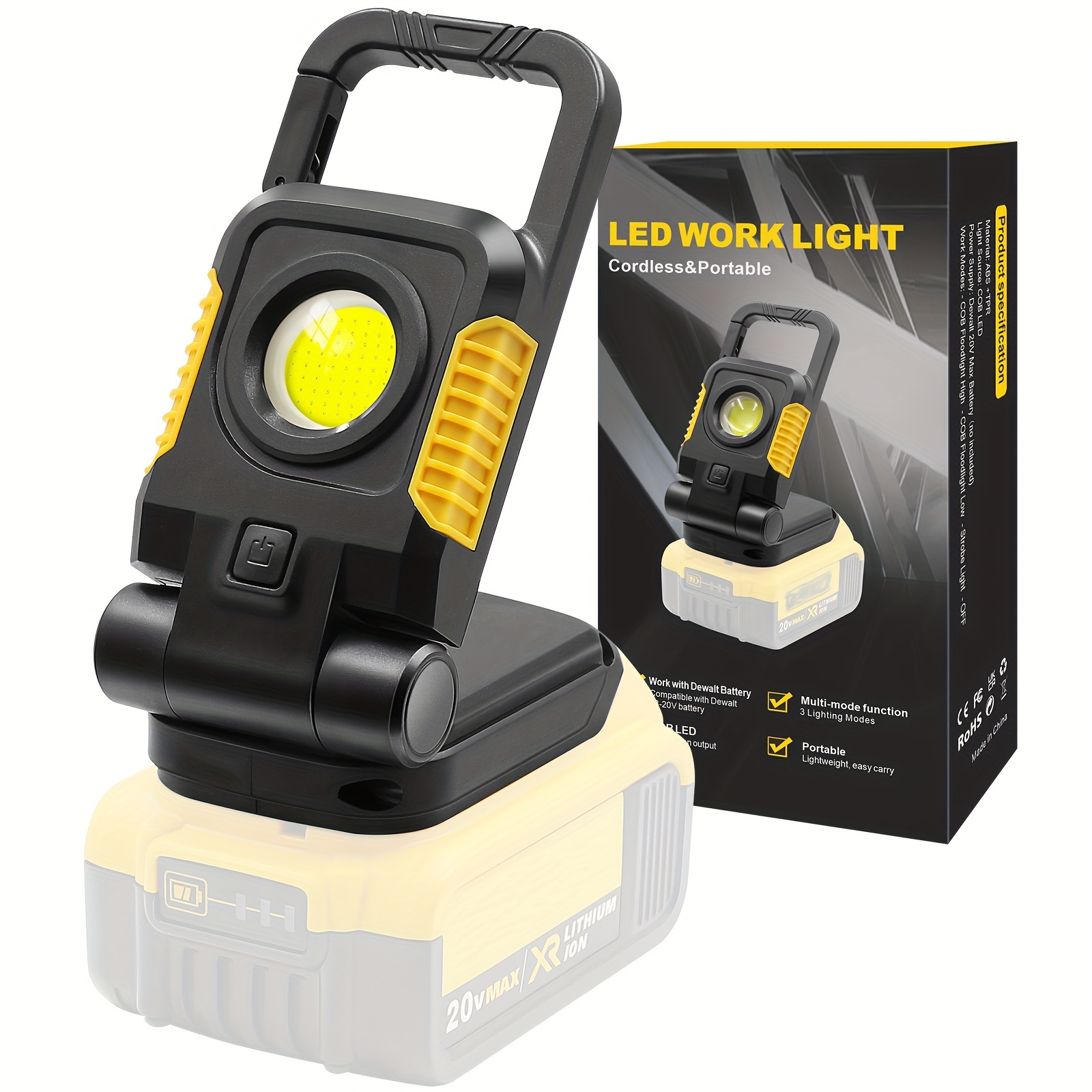 

Cordless , 25w Portable Flood For Dewalt , Cob Light With 3 Light And Upgraded Low Voltage Protection (no Battery)