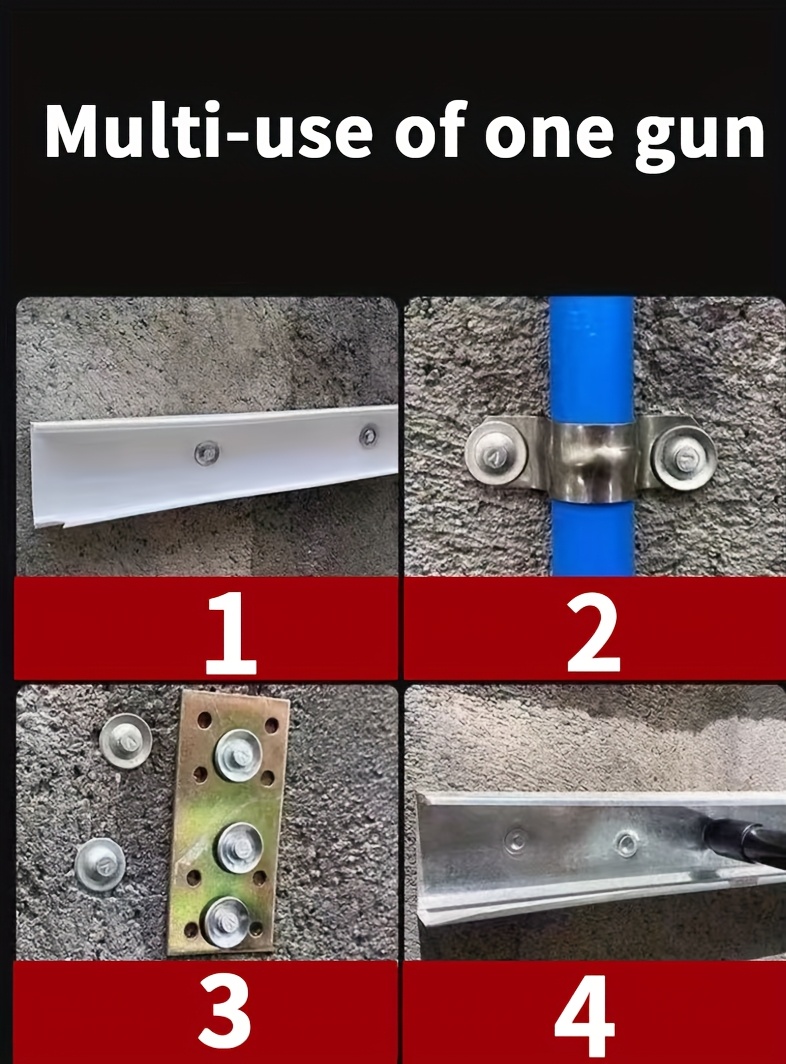 Kit de pistola de clavos multifunción mini, ajustable a 5 velocidades, operación manual, ideal para carpintería y decoración, incluye pistola de clavos para concreto en paredes de ladrillo y cemento, y juego de pistolas para madera y ladrillo