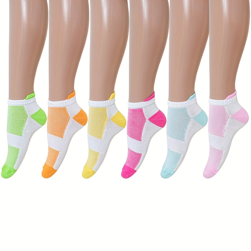 Image of 6-pair/12-pair Women's New Colorful Thong Ankle Socks, Comfortable, Breathable, And Soft Women's Socks, Suitable For Sports And Leisure, A Gift To Share With