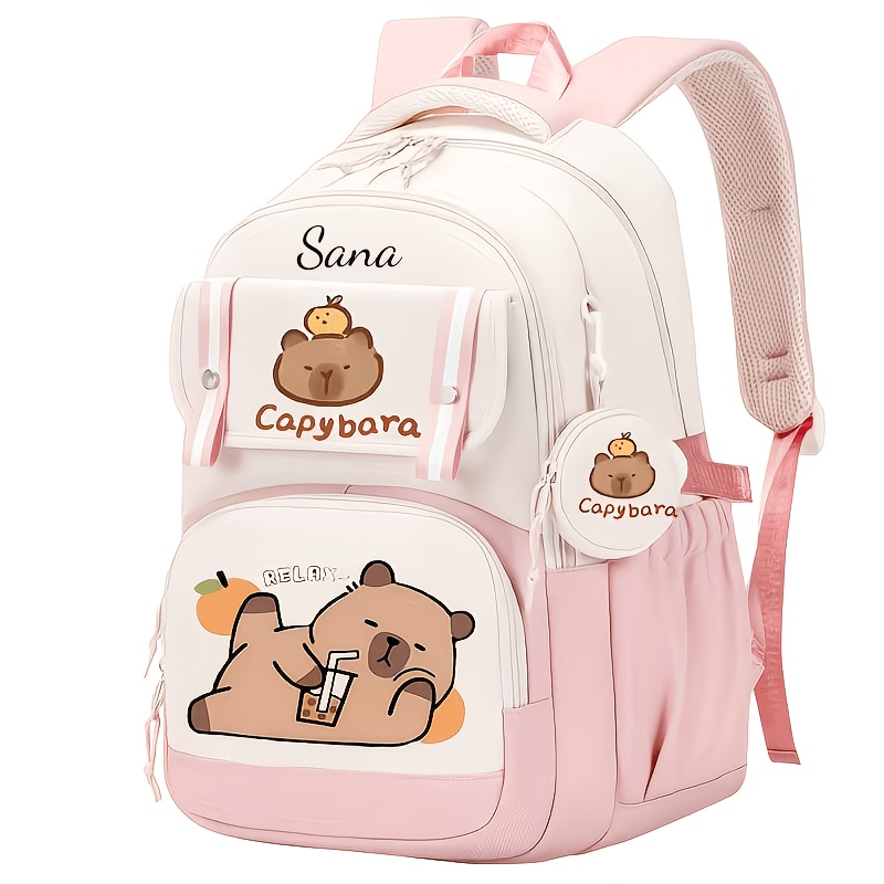 TEMU Personalized Name Backpack, Comfortable Fabric, With Adjustable Straps, Nylon Material, Multiple Pockets Partitioned, Large Space Capacity,