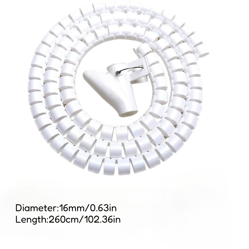 TEMU Manchon de câble 260 cm - Organisateur de rangement de câbles - des câbles de bureau - avec clips de câble - Longueur - (16 mm * 260 cm)