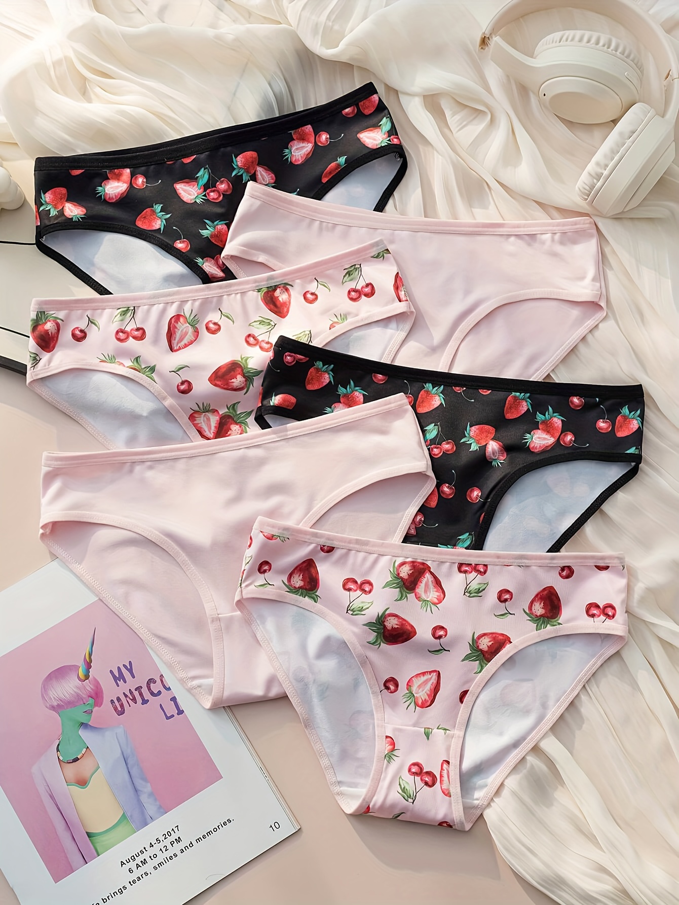 Strawberry Print Briefs Comfy Cute Stretchy Intimates - Temu