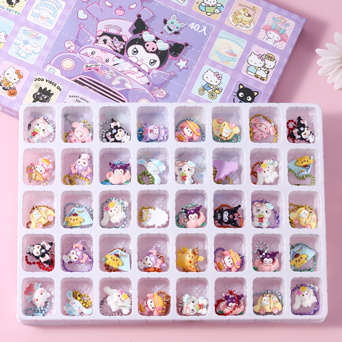 

40pcs Sanrio Hello Kitty Resin Figurine Mystery Box Set - Assorted Styles, Pvc Material, Holiday Gift