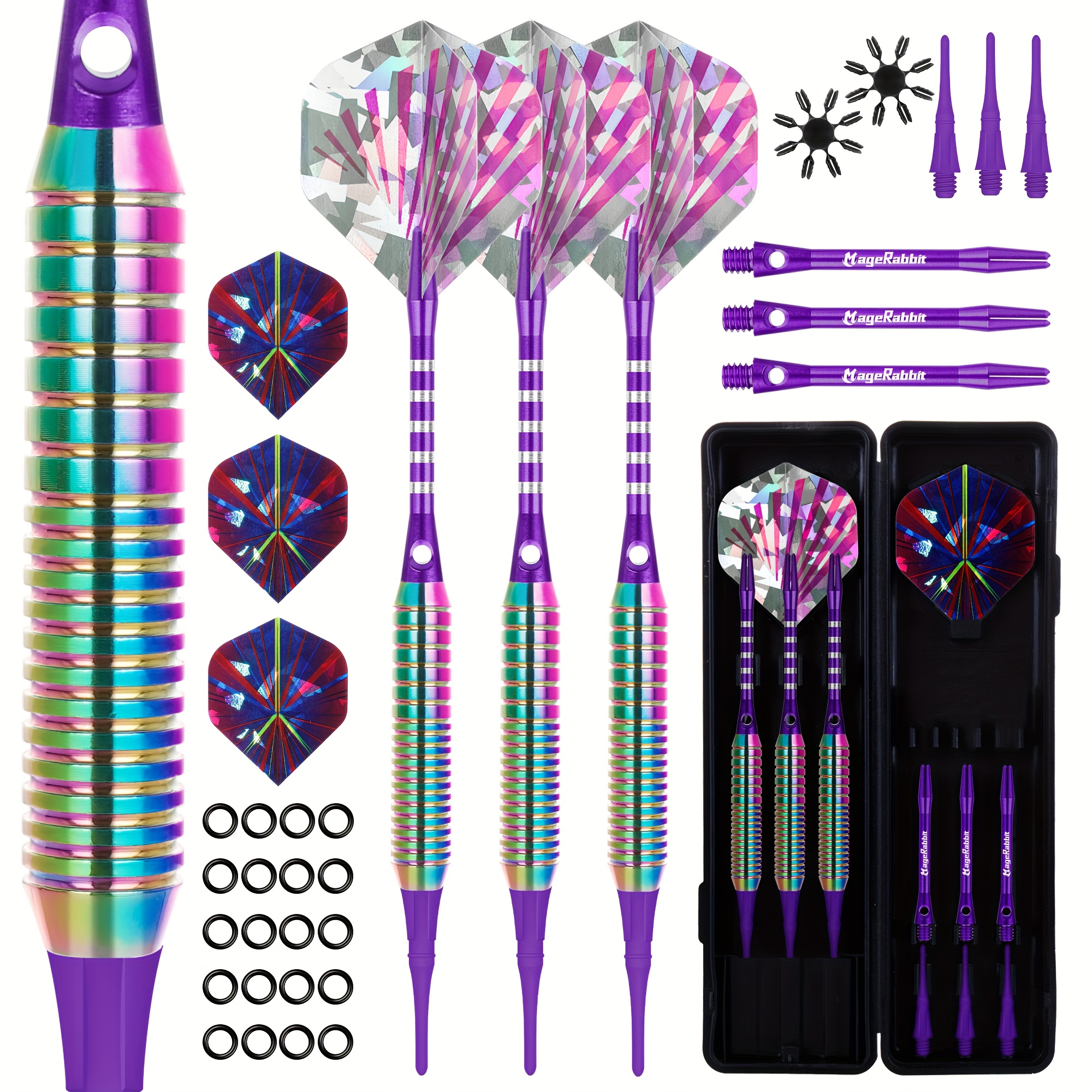 E-shop Magerabbit Professional Kupfer Darts, Soft Dart Set, 3 Stück 16G/0.56Oz 2BA Dart Barrels, 48Mm Dart Shafts, Dart Flights + O Rings + Soft Dart