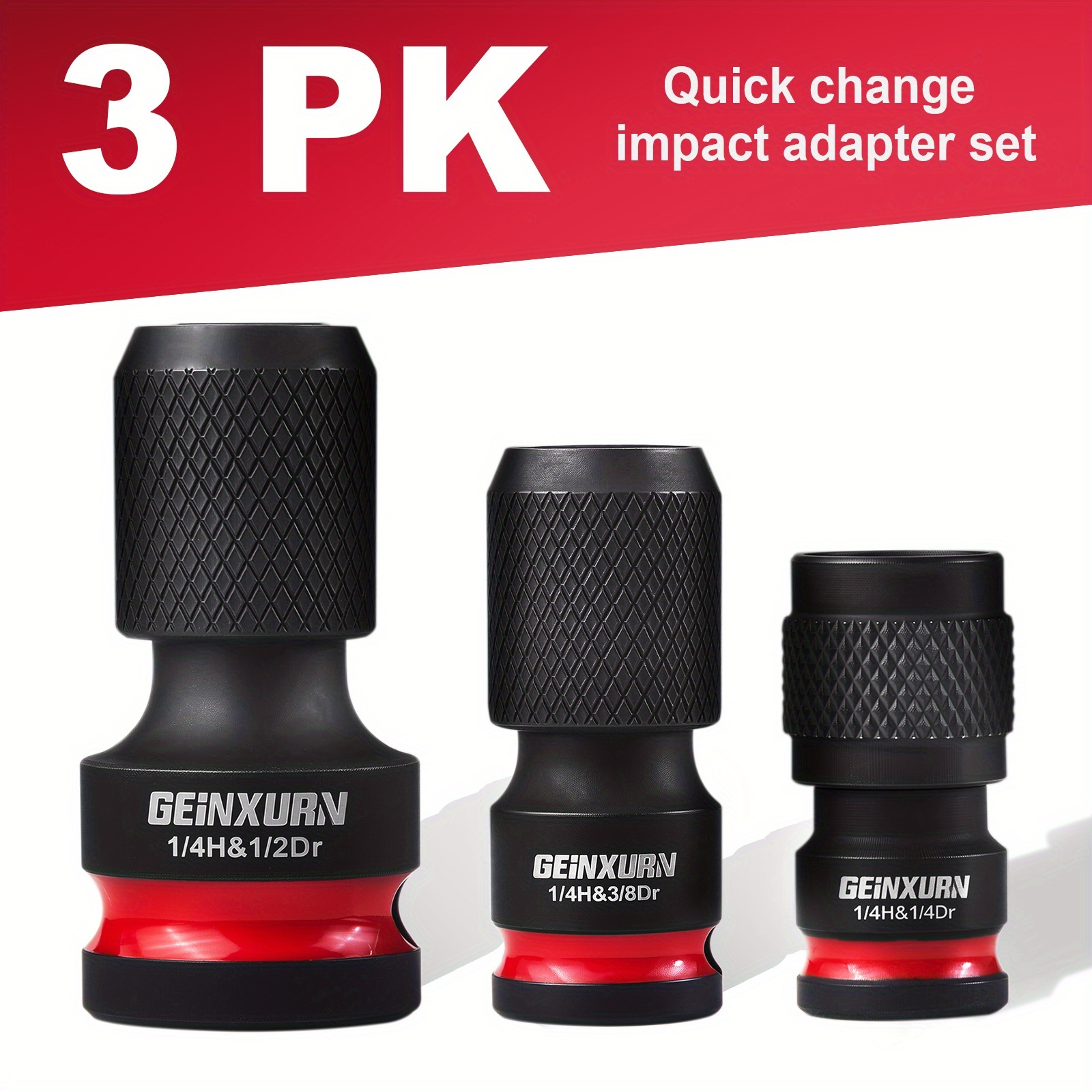 TEMU GEINXURN Lot de 3/6/9 adaptateurs pour clé à chocs 1/4" 3/8" 1/2", jeu d'embouts PH2, T20, T25. Convient pour un usage domestique, le bricolage,