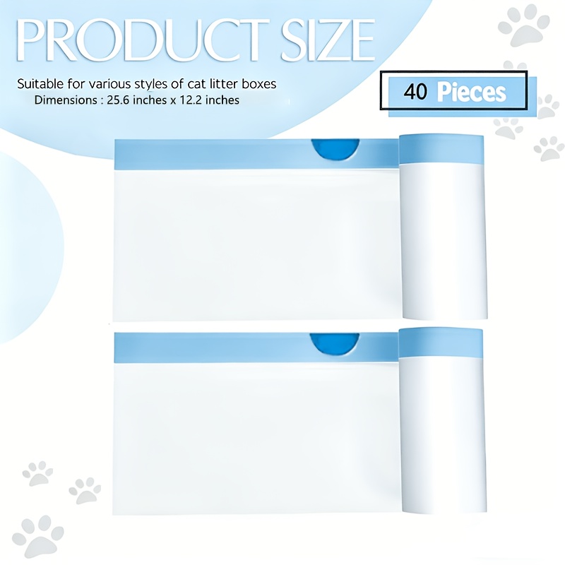 Temu – TEMU 40pcs Large Cat Litter Liners Suitable For Automatic Litter Boxes – Leak-proof & Tear-resistant Disposable Bags With Drawstring Closure,