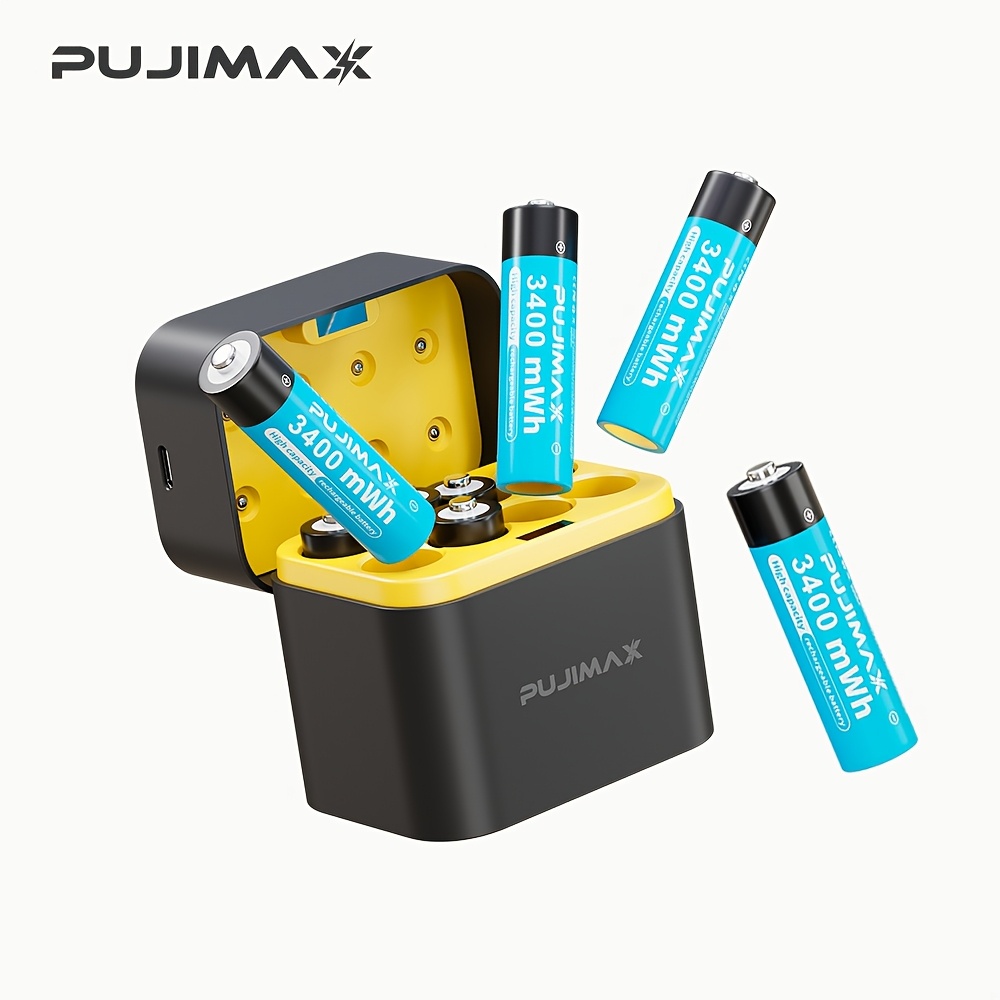 

Pujimax 8-pack 1.5v 3400mwh Rechargeable Aa Lithium-ion Batteries With Charging Dock, Fast Charging, , For Gaming Consoles & Drones, Includes Type-c & Usb Adapters