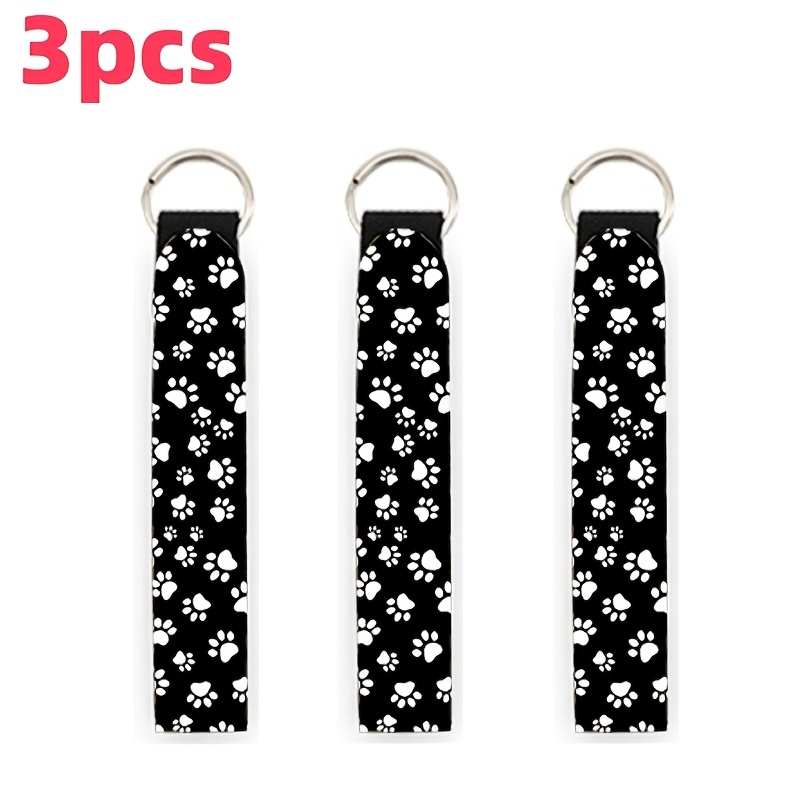 TEMU Juego de 3 llaveros largos estampados, llaveros para coche, correas de muñeca hechas de material de buceo, unisex, decoraciones para llaves,