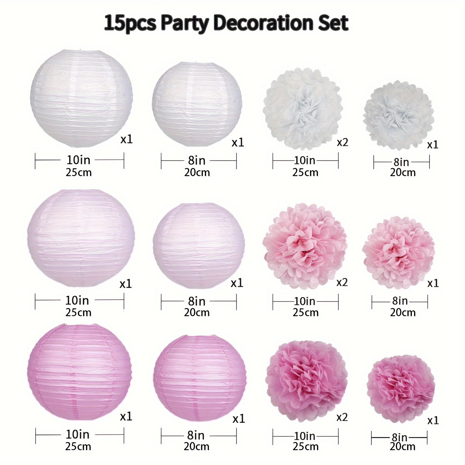 17 Farolillos De Papel Decorativos, Multicolor, Tamaños 10, 8 Y 6 Pulgadas, Para Fiestas, Bodas Y Baby Showers