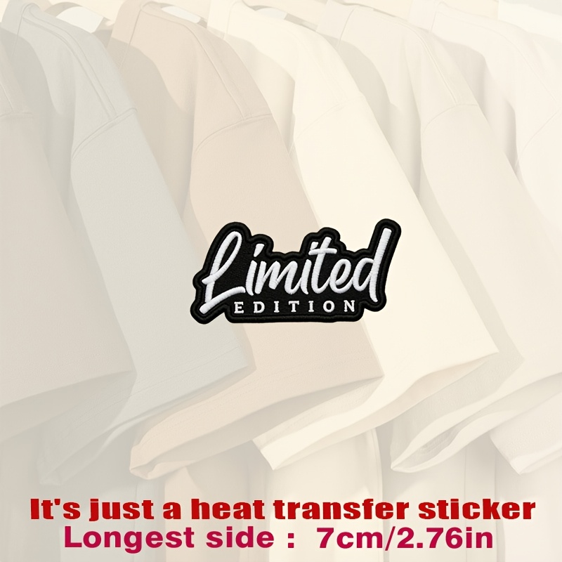 TEMU Black " Edition" Patch With White Cursive And Text, In Black, On, Heat Transfer Stickers Are Suitable For Flat Fabrics Such , Hats, Canvas Bags,
