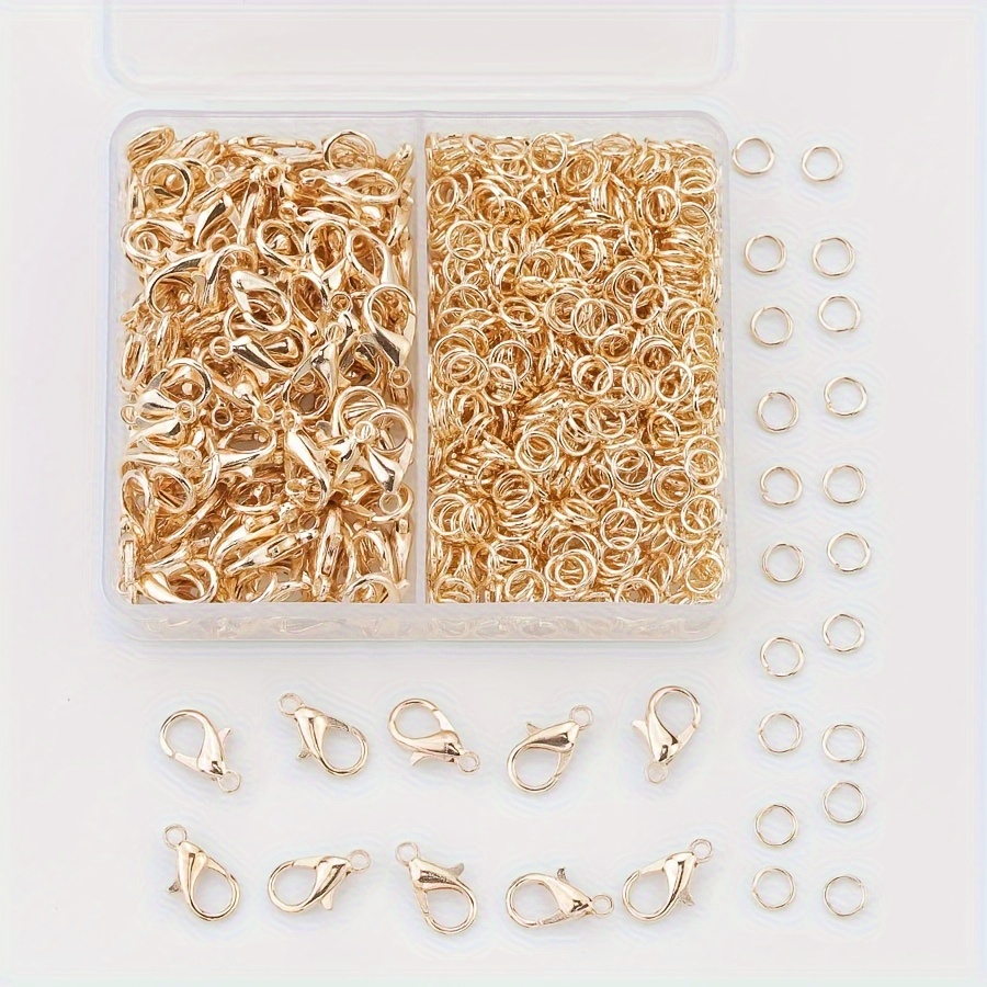 

350pcs Jewelry Making Supplies Kit, Kc Golden, 50pcs Lobster Clasps, 300pcs Open Jump Rings, For Bracelets, Necklaces, Hair Ornaments, Earrings, Jewelry Accessories