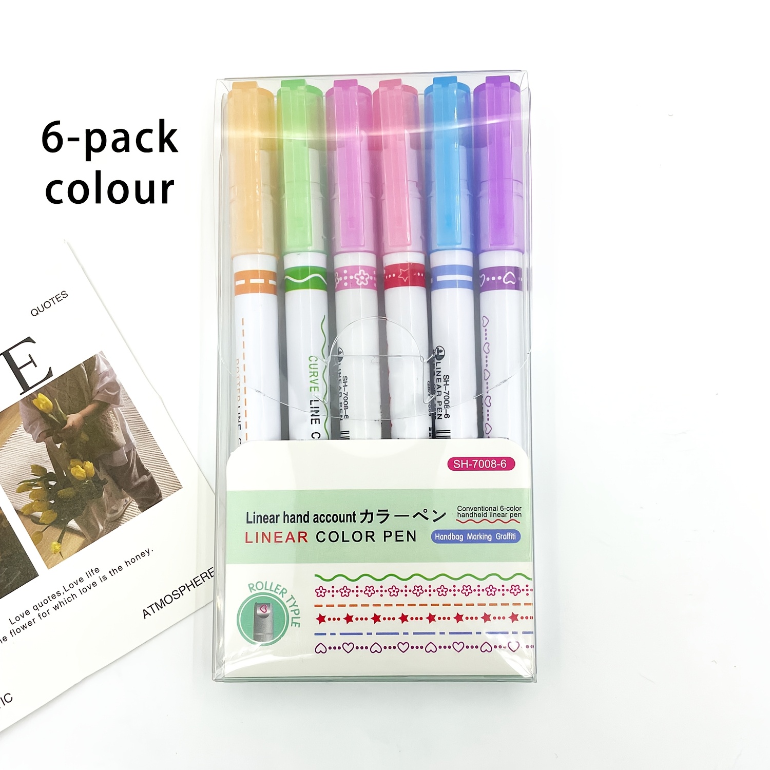 6pcs Mixed Floral Shape Fine Pens - Pvc Material, For Notes And Highlighting, Office Stationery Essential, Ideal Halloween And Christmas Gift For , Thanksgiving Gift!!!