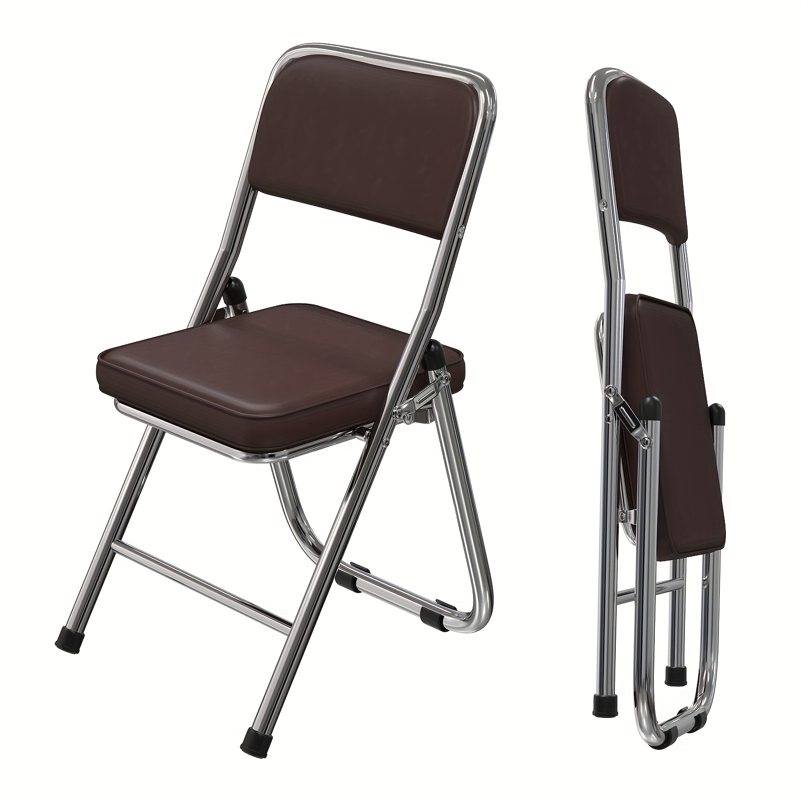 Image of 1 Folding Chair, Dining Room Chair, Visitor Chair, Conference Chair, 45x46x82cm, Easy To Store, Brown.