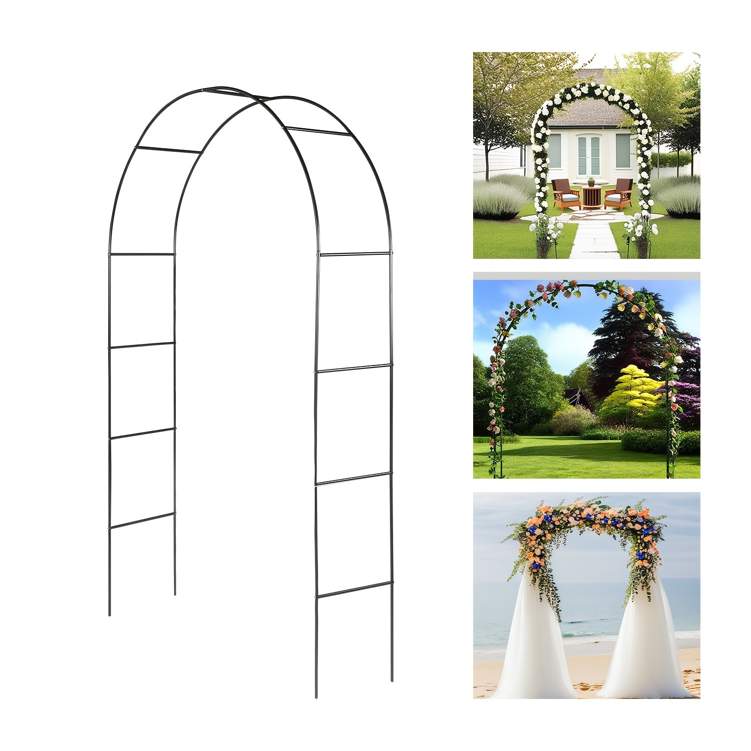 

1pc, Metal Garden Arch, Wedding & Event Decoration, Garden Trellis For Climbing Plants, For Climbing Plant Roses Bridal Party Decoration, Black