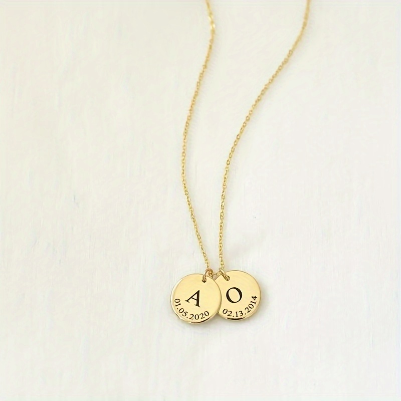 Image of Customized Family Name Necklaces With Personalized Names, Stainless Necklaces Featuring , Round Pendants For Birthdays And Anniversaries, Gifts For , Valentine's Day Presents