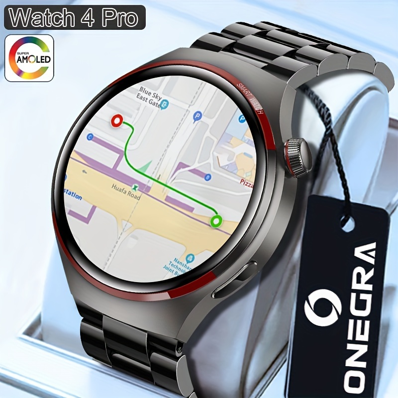 Montre connectée GPS pour homme 4 Pro Écran HD coloré de 1,53 pouces, cadran personnalisé, boussole, suivi de la condition physique, connectivité téléphonique sans fil, style moderne_voghion.com