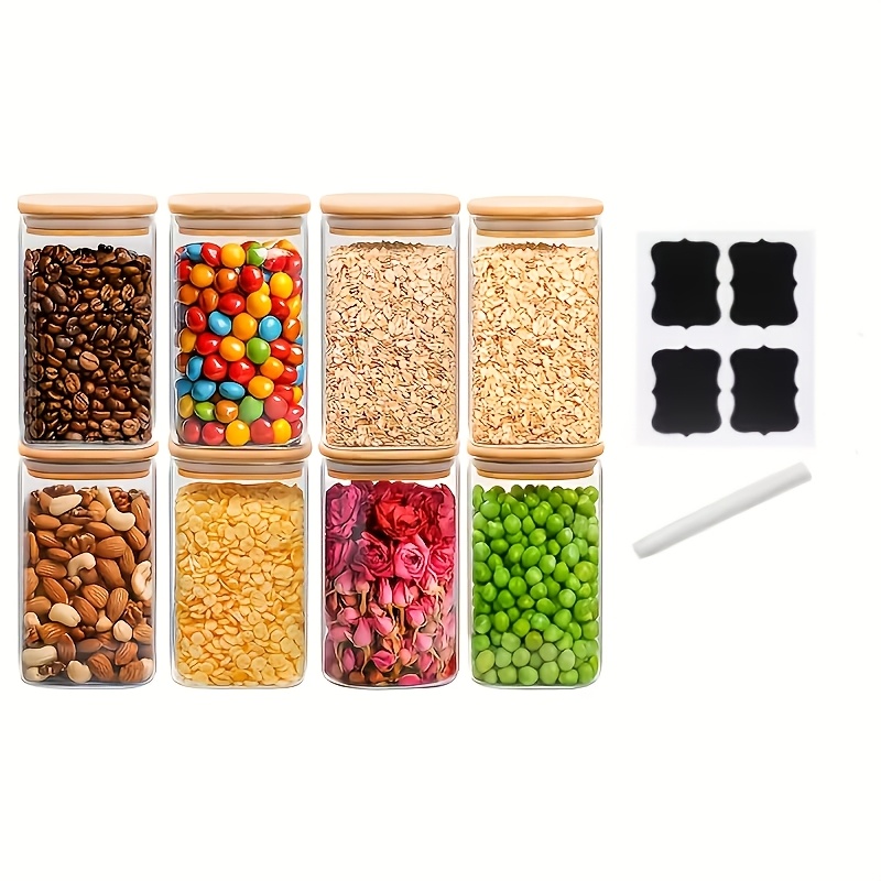 Image of Portable Outdoor Food Container, 8 500ml Anti-air Food Containers With 1 Sticker, Food Box For Dry , Sealed Glass Jars For Spices And Honey