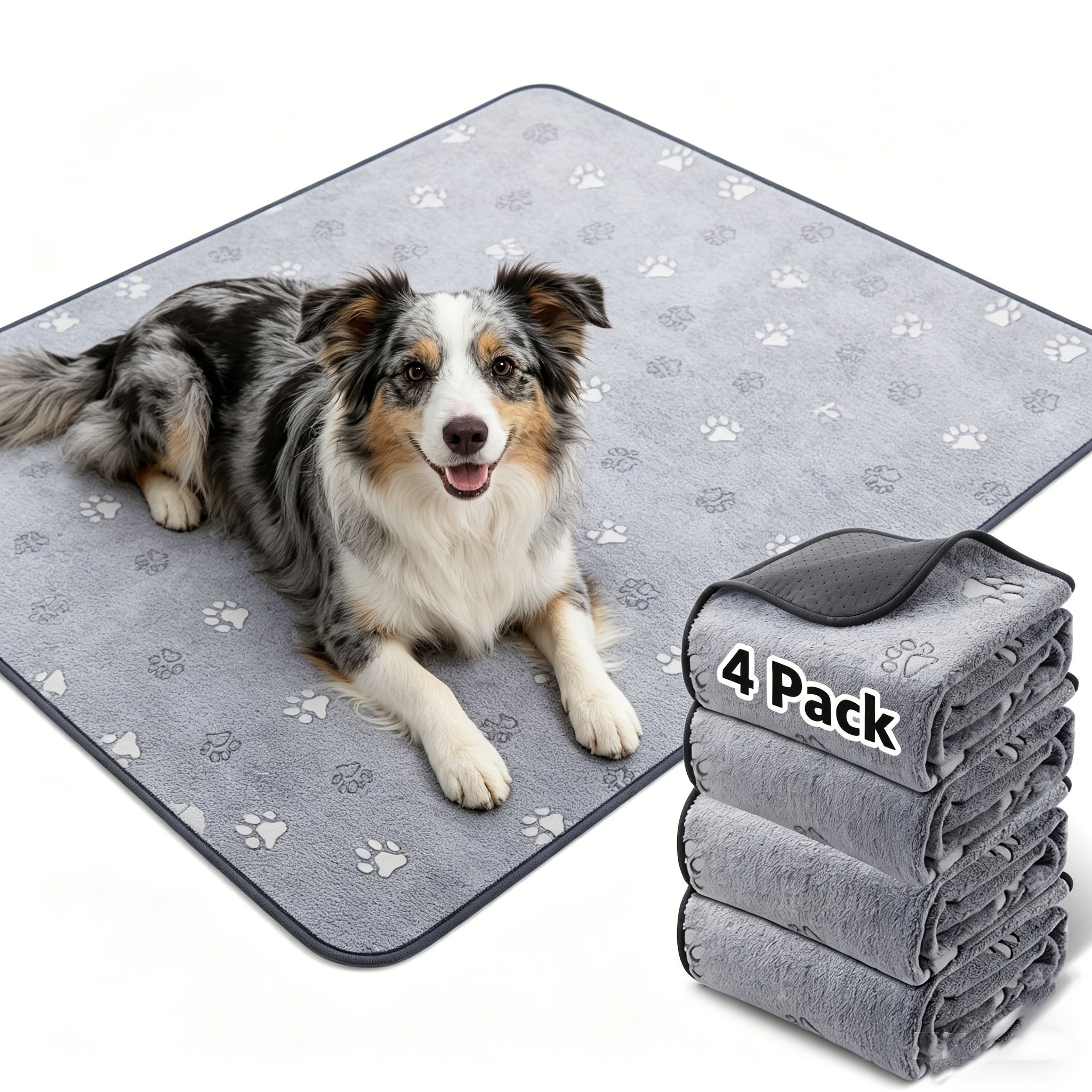 Image of Pick For Life 4-pack/2-pack Washable Pet Pee Pads, 2 Sets Of Quick-absorbing Dog Pads, Pet Hygiene Mats For Puppies And Senior Dogs With Incontinence, Gray, 70x100cm