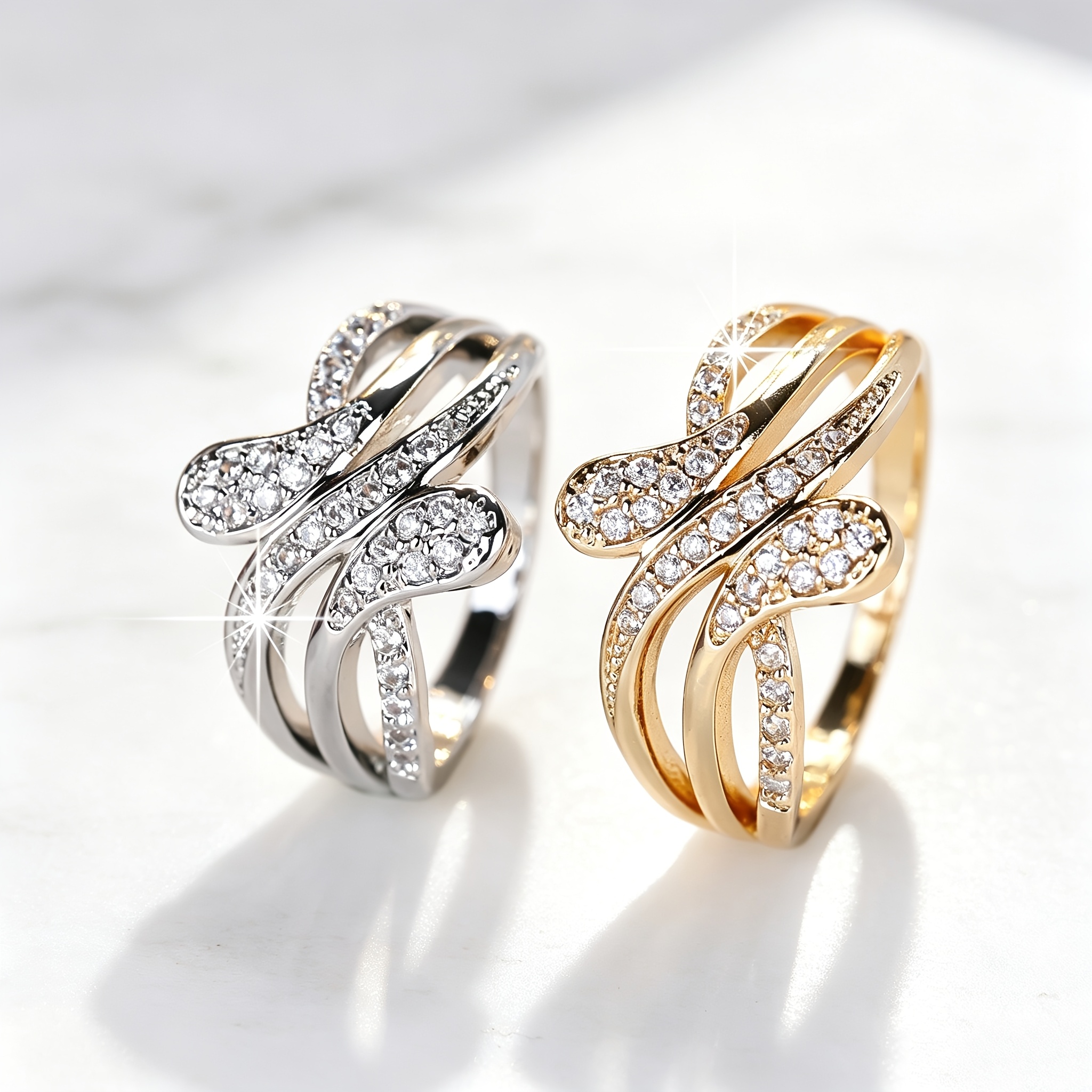 Women's Layered Wrapped Statement Ring, Light Luxury Accessory
