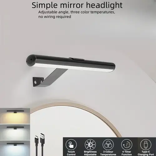 Lampada Da Parete Ricaricabile Senza Fili | 3 Colori & 10 Livelli | Telecomando E Touch | Ideale Per Camera, Soggiorno E Notte - Foto 5