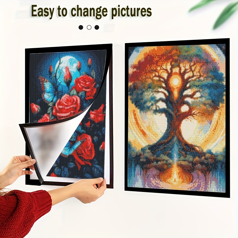 Lot De 2 Cadres Magnétiques Pour Diamond Painting - 30 X 40 Cm (intérieur 25x35 Cm) - Argenté, PVC - 2