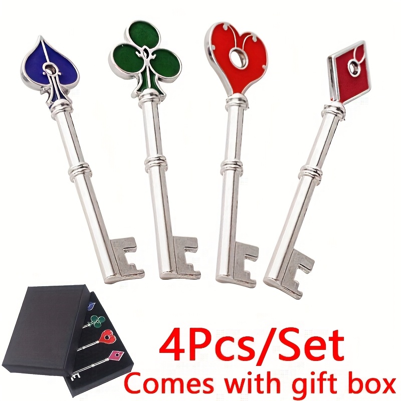 Gift For Her/him Poker Keychain Box Set 4pcs Set Plus Gift Box Game Commemorative Gift Commemorative Keychain Christmas Halloween