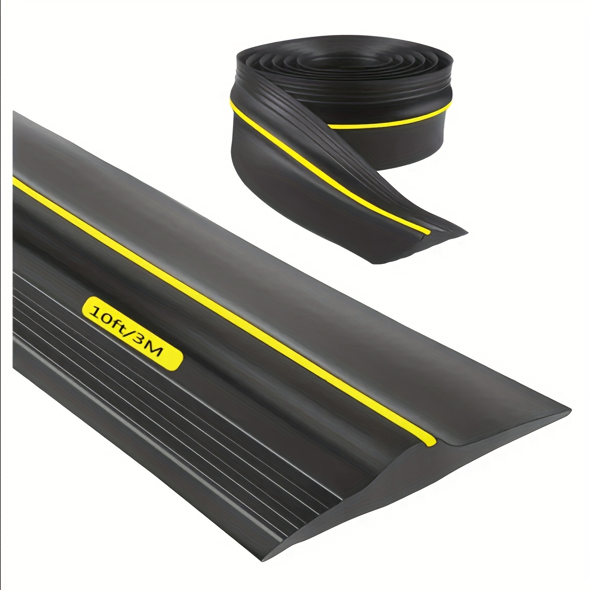 

1pc 10ft/3m Universal Garage Door Bottom Threshold Seal Strip, Weatherproof Diy Enhanced Rubber Seal, Yellow Safety Stripe