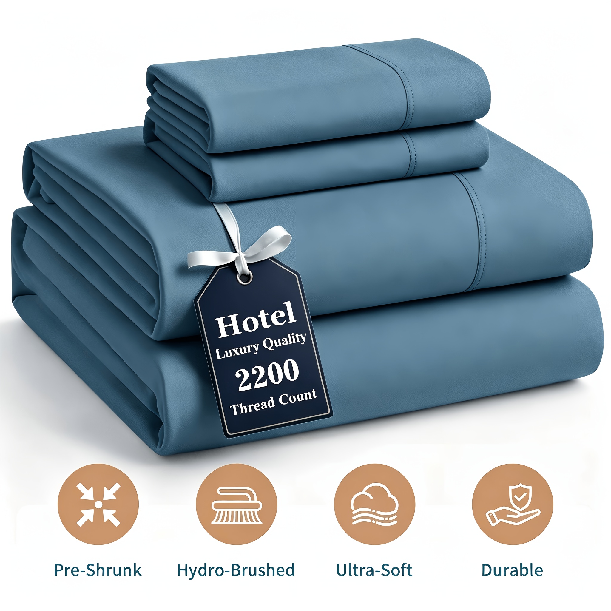 TEMU Parure de draps rafraîchissante 3/4 pièces, parure de draps d'hôtel de luxe douce pour les personnes qui ont chaud, parures de draps respirantes