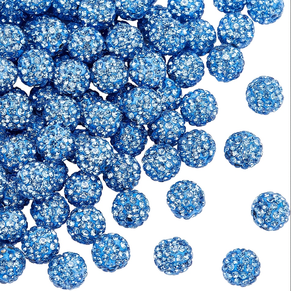 

100pcs 10mm Blue Rhinestones Polymer Clay Round Crystal Disco Ball Beads For Jewelry Making Diy Necklaces Bracelets Party Decorations Handmade Craft Supplies