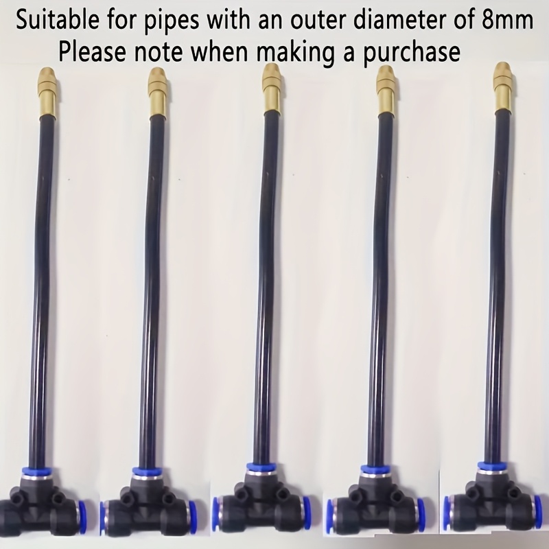 5pcs Drip Irrigation Mist Nozzle Kit With 8-inch Flexible Hose, Adjustable 360-degree Rotation, Brass Atomizing Sprinklers, Universal Thread Connector