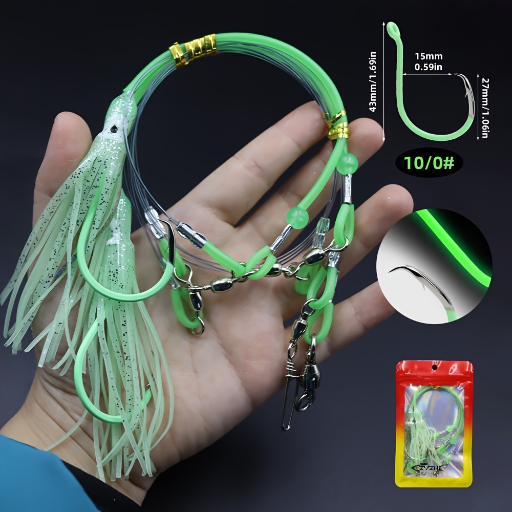 Image of Sea Fishing Deep Drop Rigs With High-strength Semi-carbon Line Bearing Tri-directional Swivel, And Luminous Circle Hook Boat Fishing Rigs Suitable For Sea , Cod, Tuna, Etc