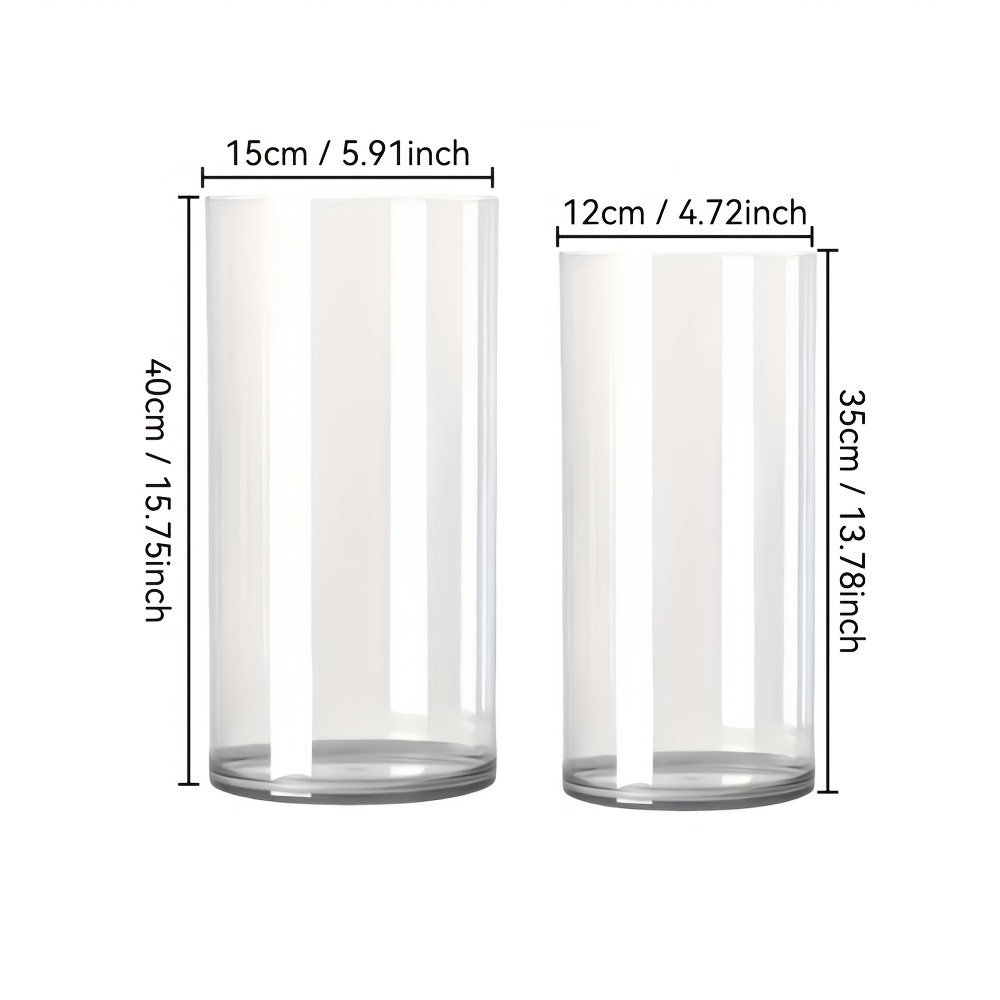 Image of 2pcs/1pc Large Tall Clear Acrylic Vase For Hydroponic Plants - Transparent Geometric Cylinder Planter, Durable & Easy-clean, Perfect For Home Decor, Living Room
