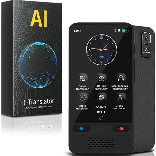 Device for Translating Languages, Real-Time Voice Interpretation, Supporting 138 Languages, Featuring Precise Offline Capabilities And a Photo Translation Function, with a 3.54-Inch HD Touchscreen, Ideal for Travel