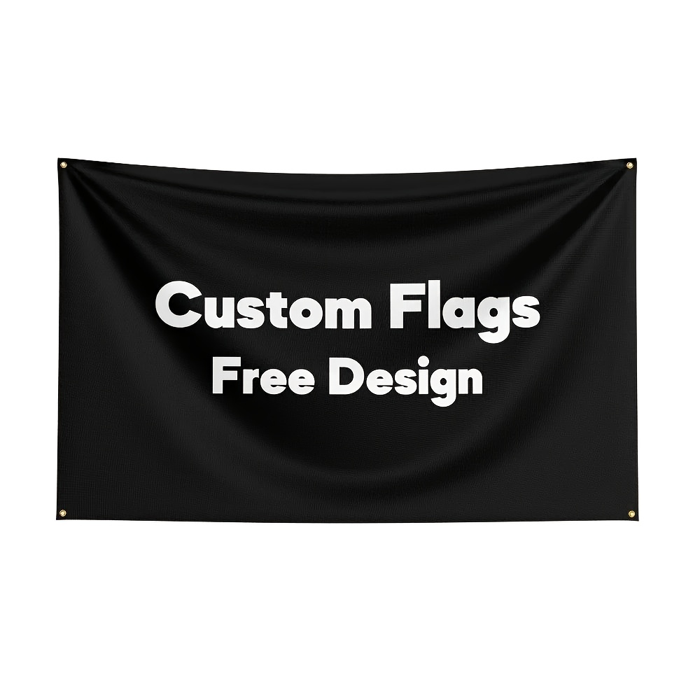 TEMU Custom Flag, Custom Pattern, Logo, Photo, Text, Polyester Decorative Printed Banner, With 4 Holes, Halloween Christmas